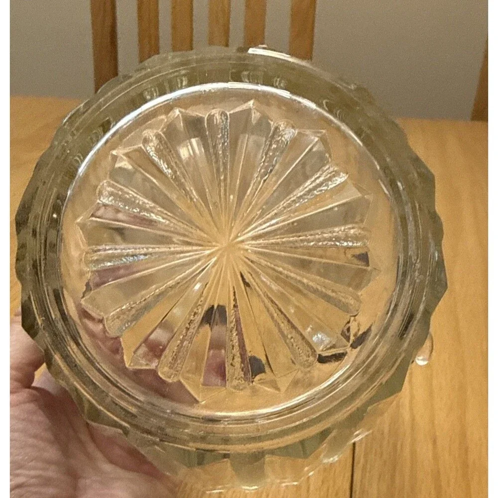 Vintage MCM Crystal Glass Ice Bucket Metal Handle Heller Co. Brooklyn NY Deco